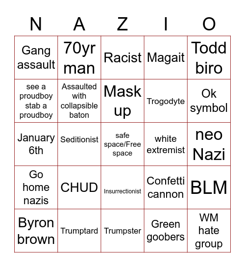 Antifa Bingo Card