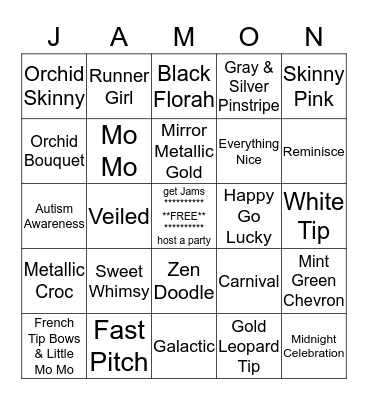 Jamberry Nails Get Your Jam On! Bingo Card