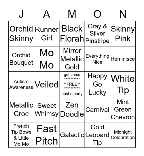 Jamberry Nails Get Your Jam On! Bingo Card