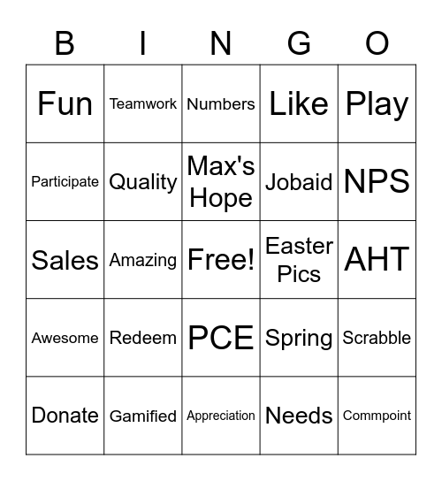 Redemption Bingo Card