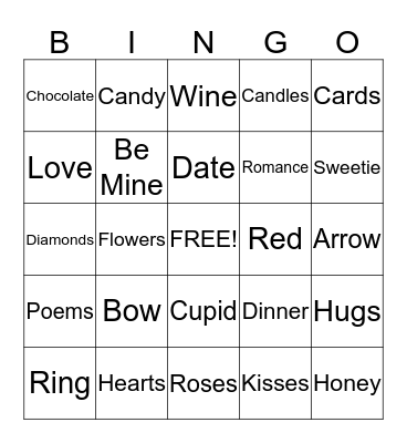 Valentines Bingo Card