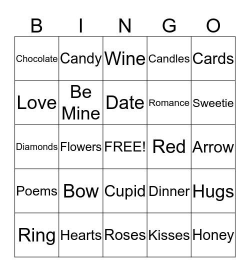 Valentines Bingo Card