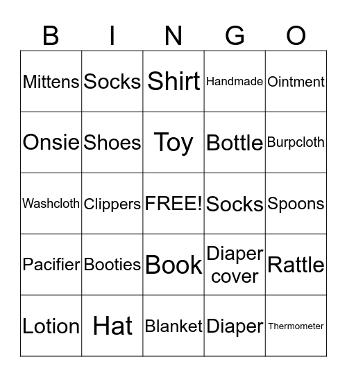 Easton's Bingo Card