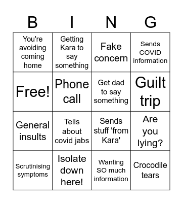 Hissy fit! Bingo Card