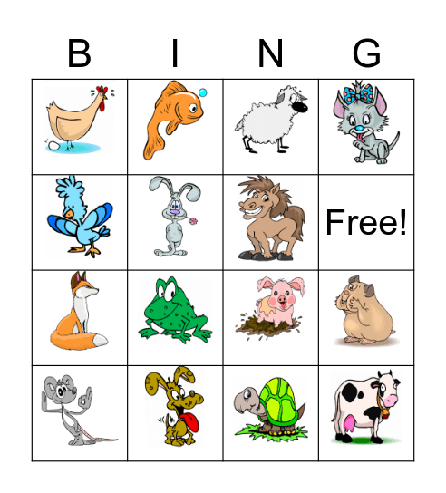 Animales Bingo Card