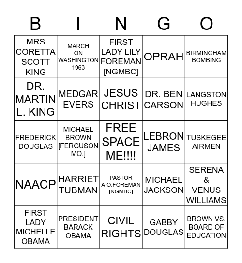 NEW GALILEE MB CHURCH LADIES' MINISTRYUntitled Bingo Card