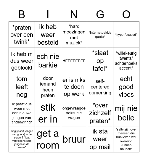 Sander's Discord Call Bingo Card