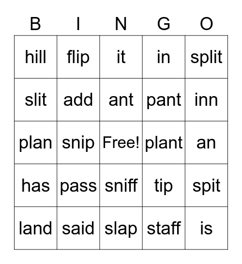 Kit 1 Bingo Card