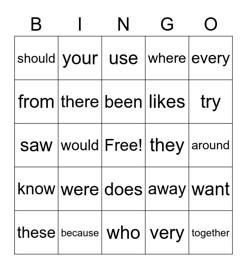 SPRING SIGHTWORDS 1st Bingo Card