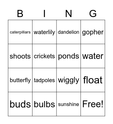 spring has sprung Bingo Card