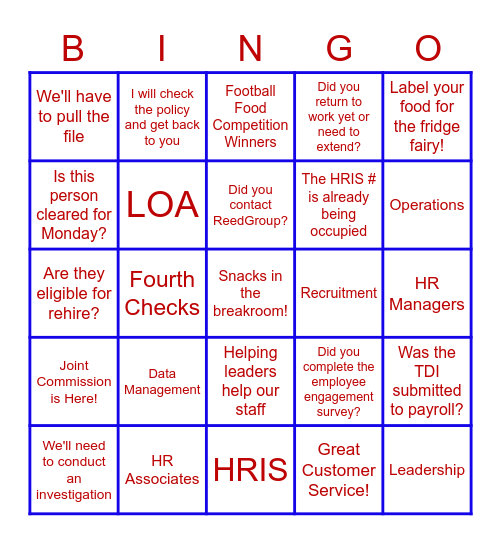 Healthcare HR Week! Bingo Card