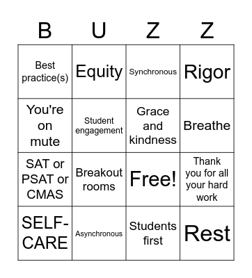 PD Buzzword Bingo Card