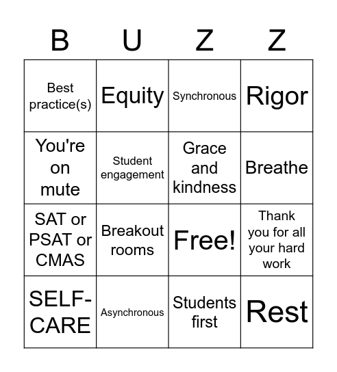 PD Buzzword Bingo Card