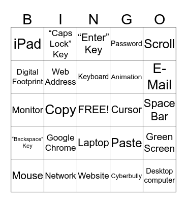 Tech Bingo (Second Grade) Bingo Card