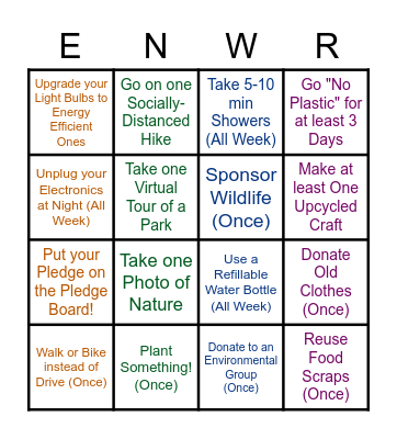 JUKIN EARTH WEEK BINGO Card