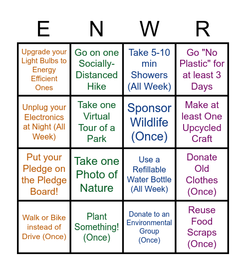 JUKIN EARTH WEEK BINGO Card