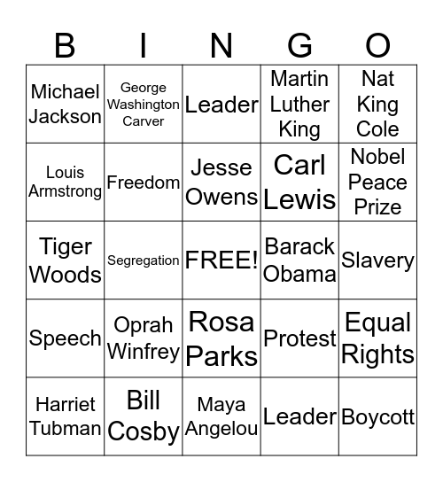 Black History Bingo Card