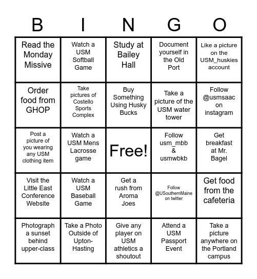 Cavan's- USM Bingo Card