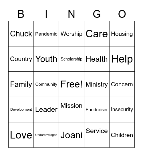 Emmanuel Outreach Bingo Card