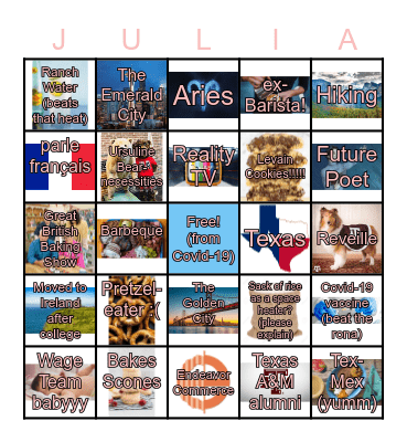 Julia's Birthday! Bingo Card