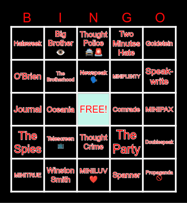 1984 BINGO Card