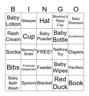 HEATHER's BABY BINGO Card