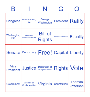 Social Studies Bingo Card