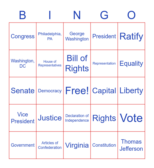 Social Studies Bingo Card