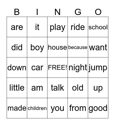 Word Wall Words #1  ( 2/11/'15) Bingo Card