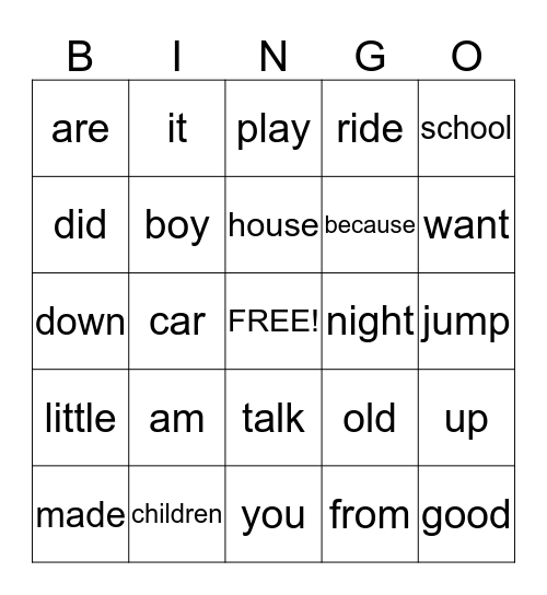 Word Wall Words #1  ( 2/11/'15) Bingo Card