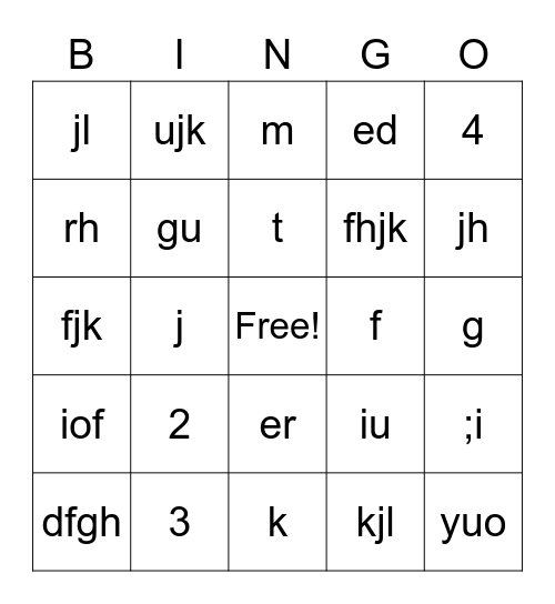 Music Bingo Card