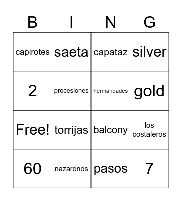 Semana Santa Bingo Card