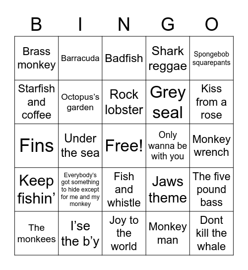 Sea Creatures & Sea Monkeys? Bingo Card