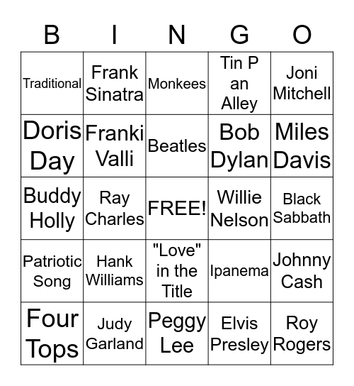 MUSIC BINGO Card