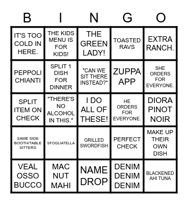 ANNOYING GUEST BINGO Card