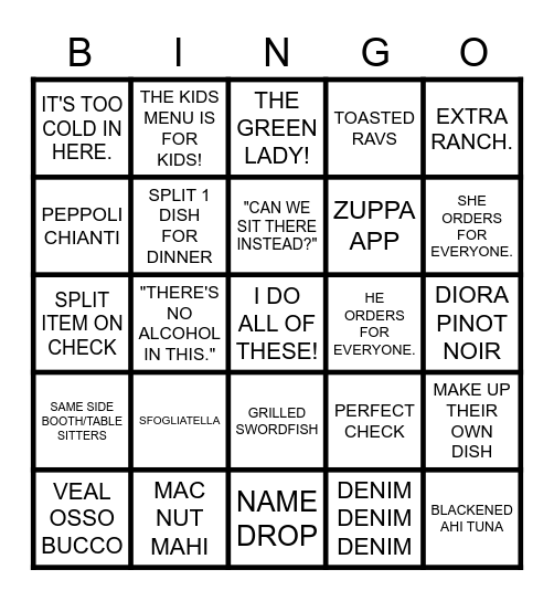 ANNOYING GUEST BINGO Card