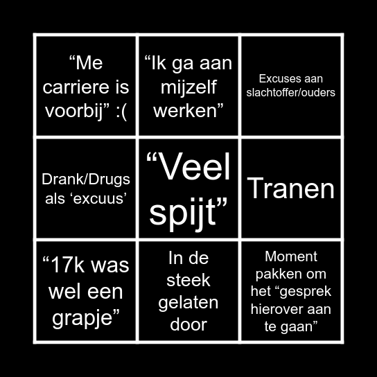 De Bilal Bij Beau Bingo Card