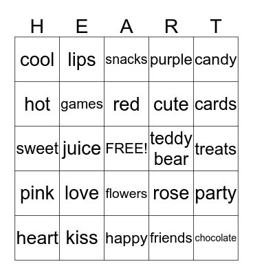 Valentine's Day Bingio Bingo Card