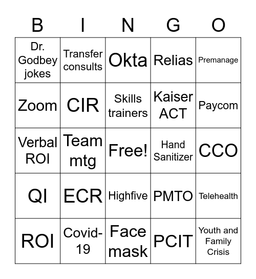 Sarah Goodbye Bingo Card