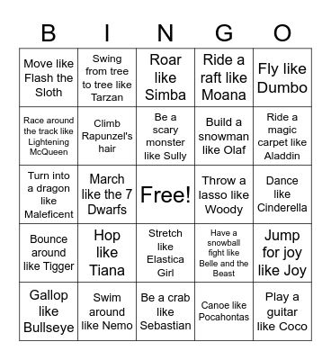 Disney Bingo Card