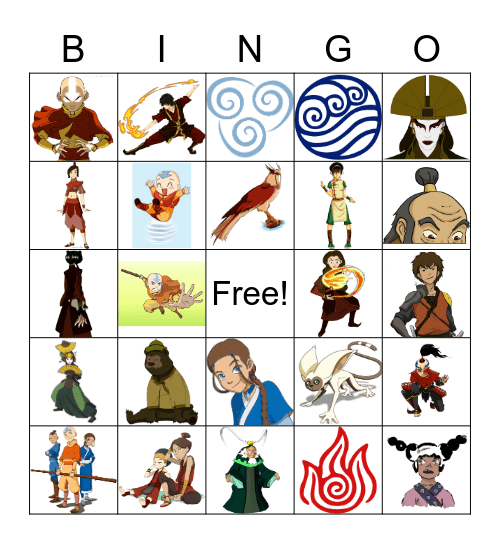Avatar The Last Airbender Bingo Card