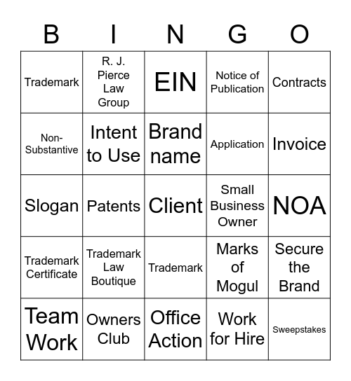 Slay Your Trademark Bingo Card