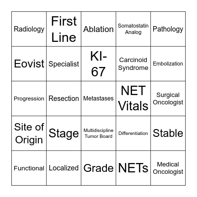NETs Elementary Terms Version 1 Bingo Card