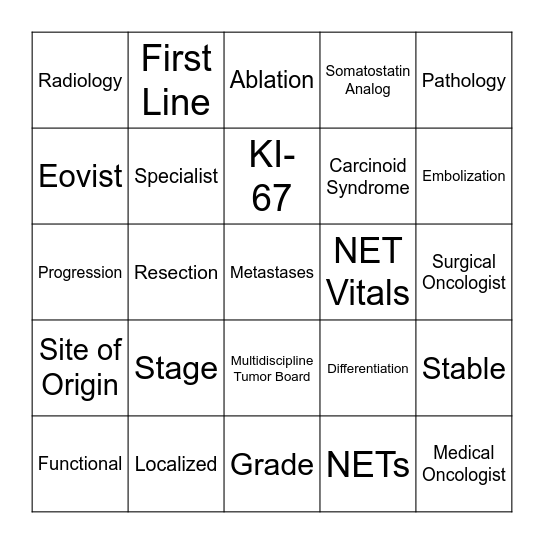NETs Elementary Terms Version 1 Bingo Card