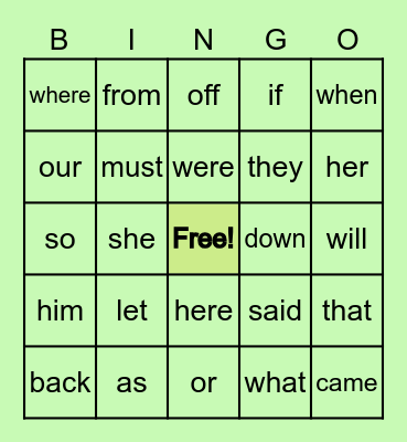 Dawson's  SPRING Bingo Card