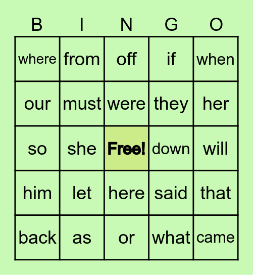 Dawson's  SPRING Bingo Card