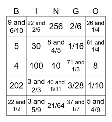 Multiplication Bingo Card
