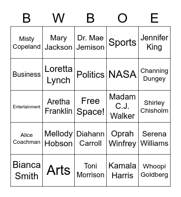 Women's History Firsts Bingo Card