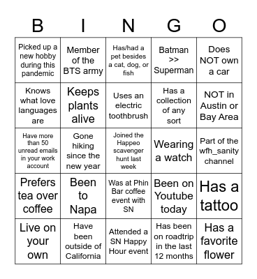 NCG Mixer Bingo Card