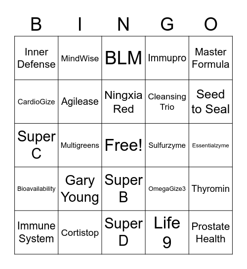 Supplements Bingo Card